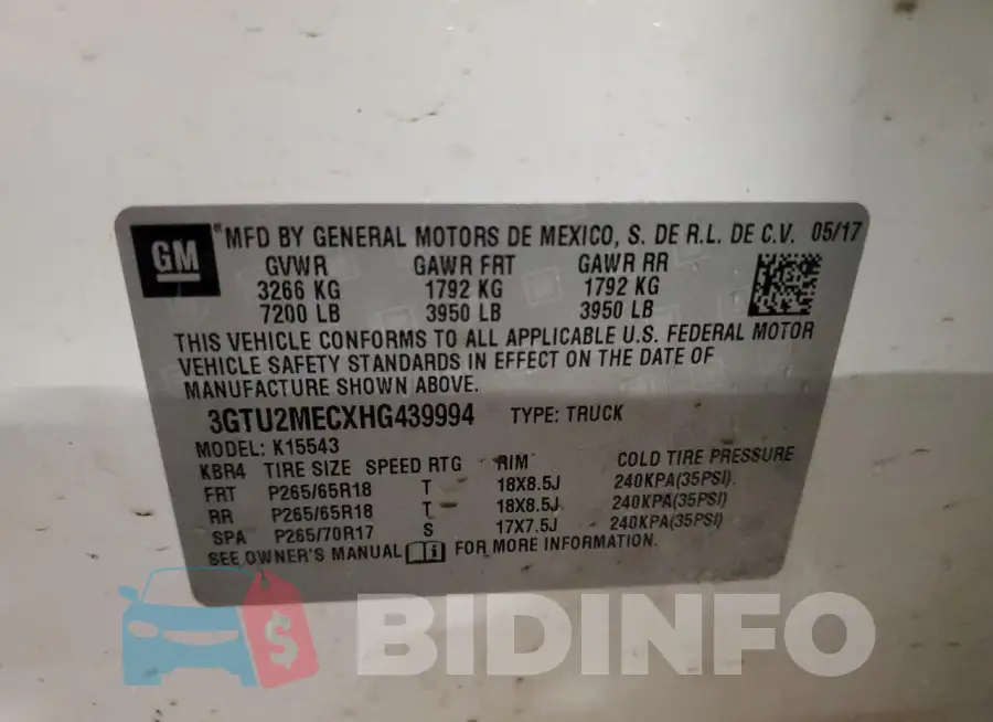 3GTU2MECXHG439994 Photo# 12