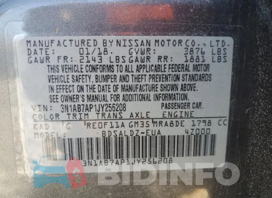 3N1AB7AP1JY256208 Photo# 13