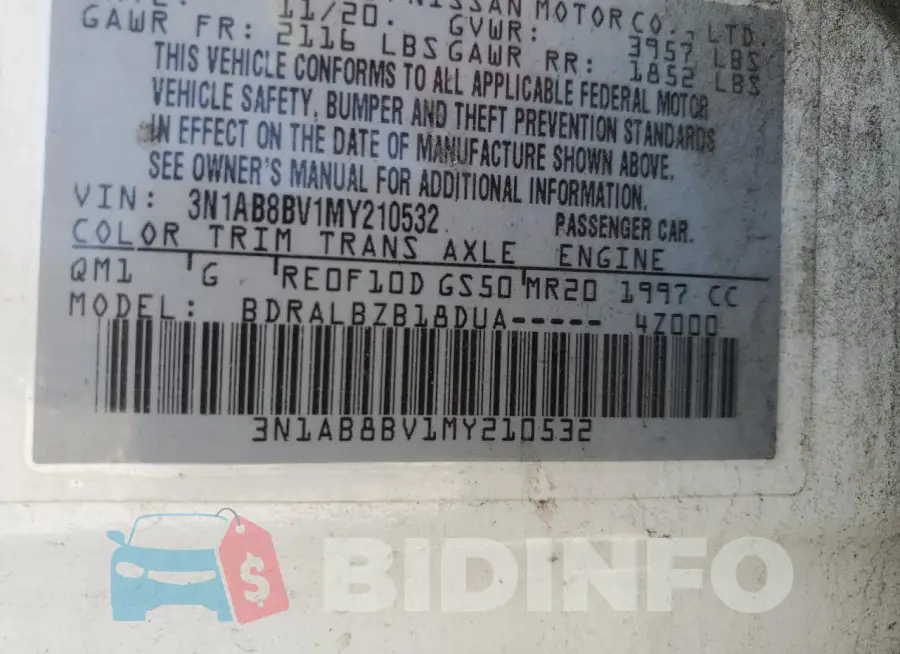 3N1AB8BV1MY210532 Photo# 12