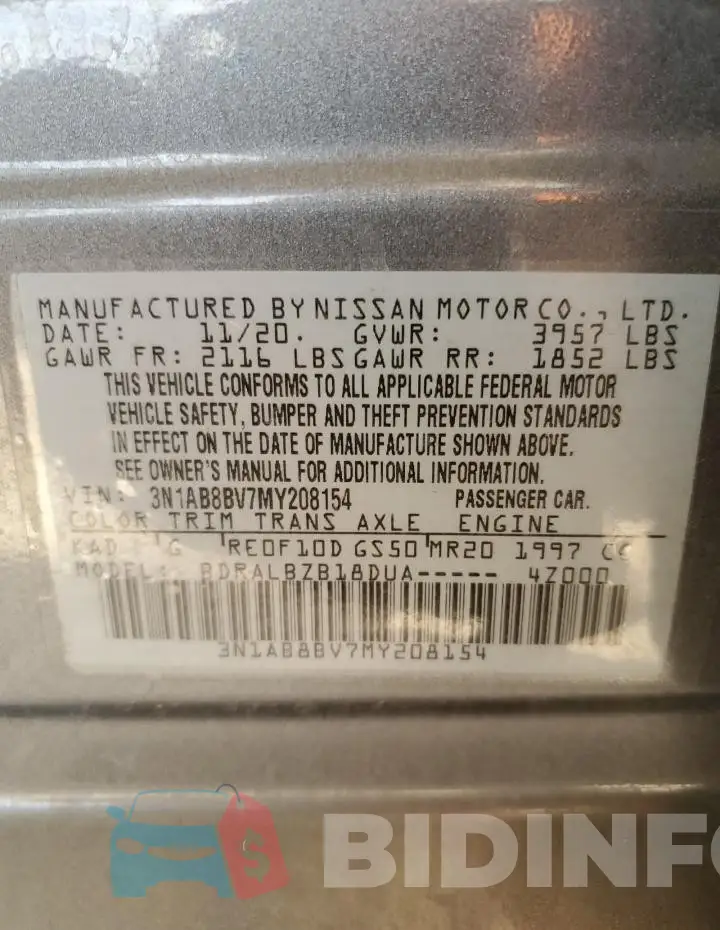 3N1AB8BV7MY208154 Photo# 12