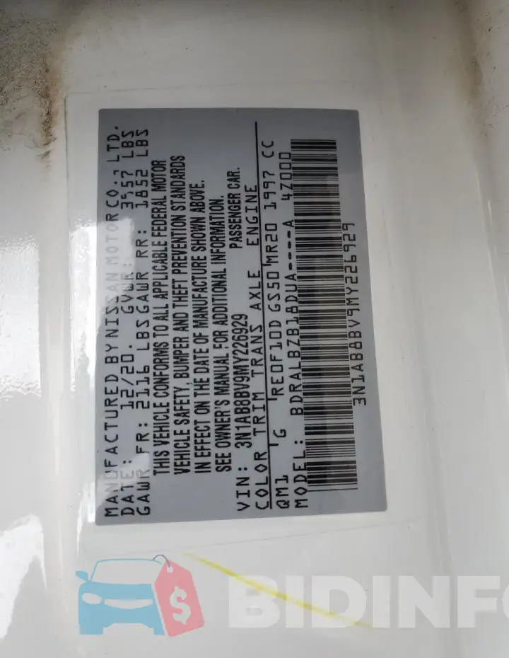 3N1AB8BV9MY226929 Photo# 13