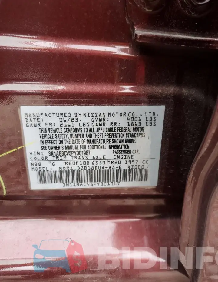 3N1AB8CV5PY301967 Photo# 12