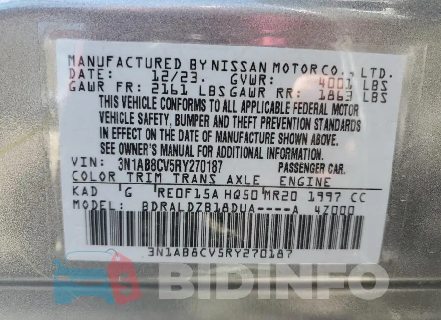 3N1AB8CV5RY270187 Photo# 13