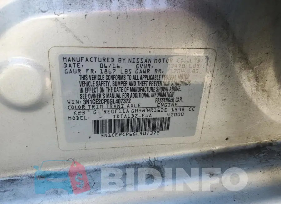 3N1CE2CP6GL407372 Photo# 12