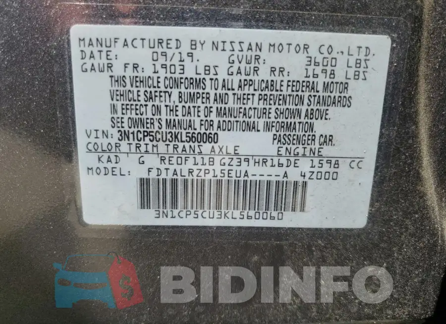 3N1CP5CU3KL560060 Photo# 13