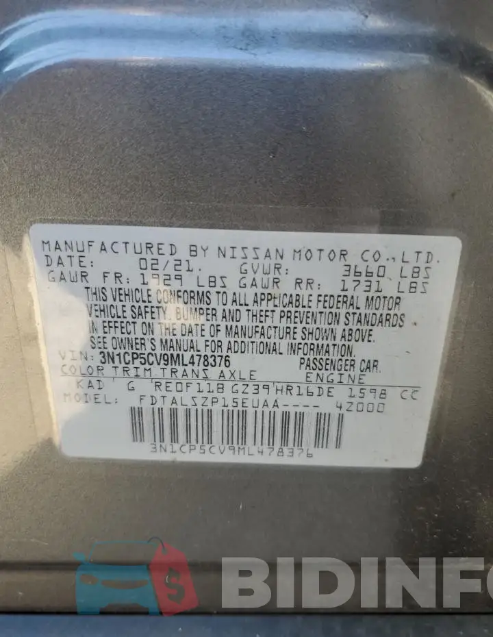 3N1CP5CV9ML478376 Photo# 12