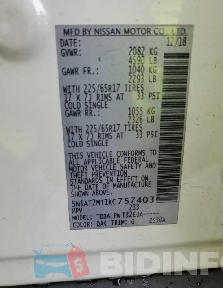 5N1AT2MT1KC757403 Photo# 12