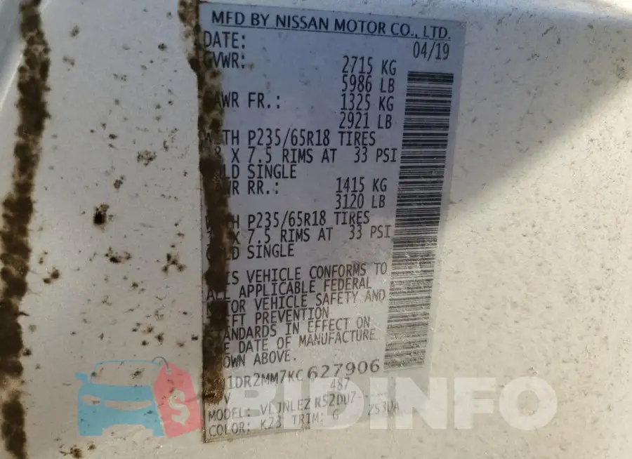 5N1DR2MM7KC627906 Photo# 13
