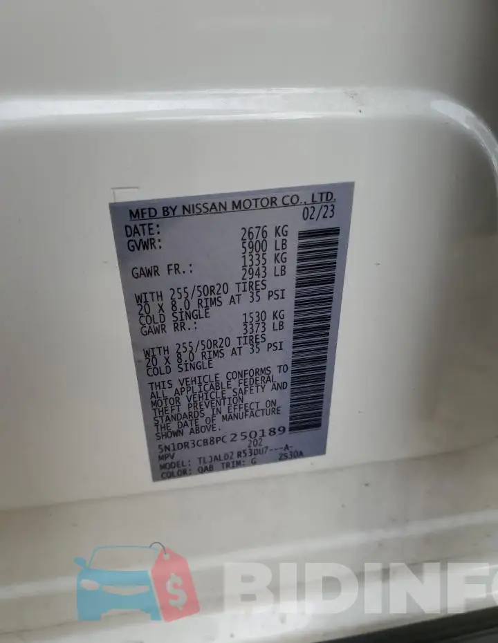 5N1DR3CB8PC250189 Photo# 14