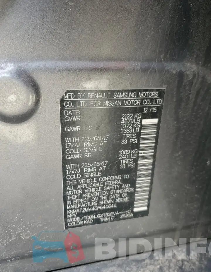 KNMAT2MV4GP640646 Photo# 13