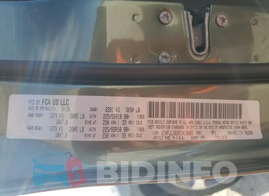 1C4PJLDB2KD419665 Photo# 12