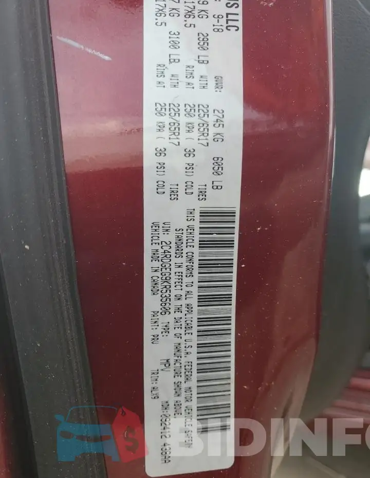 2C4RDGEG9KR535606 Photo# 13