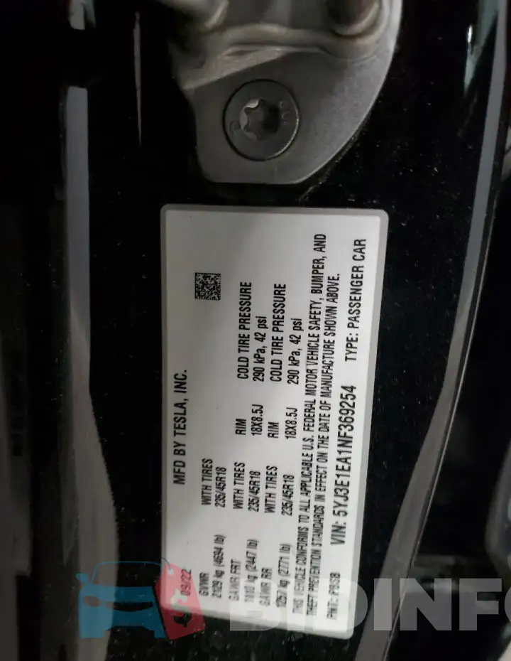 5YJ3E1EA1NF369254 Photo# 12
