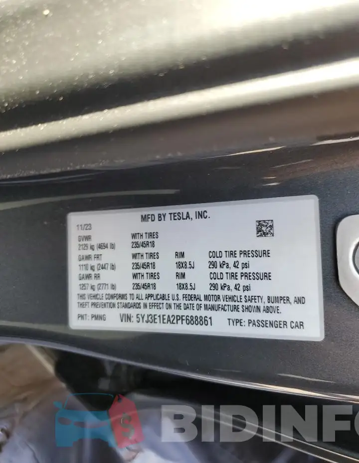 5YJ3E1EA2PF688861 Photo# 12