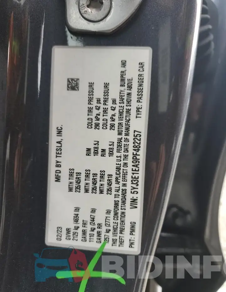 5YJ3E1EA9PF482257 Photo# 13