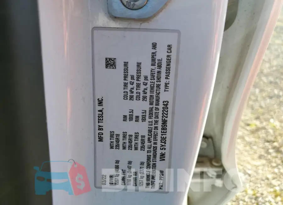 5YJ3E1EB9NF222043 Photo# 12