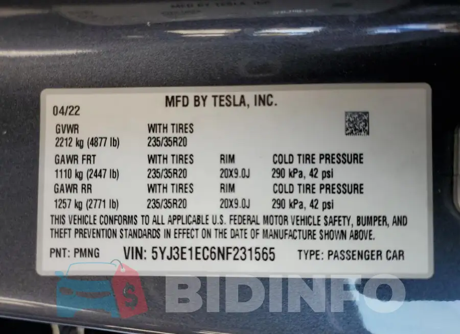 5YJ3E1EC6NF231565 Photo# 12