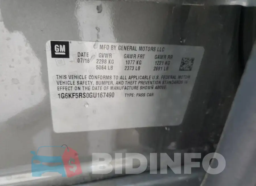 1G6KF5RS0GU167490 Photo# 12