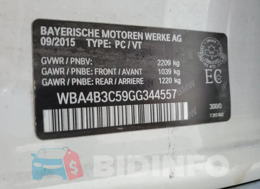 WBA4B3C59GG344557 Photo# 12