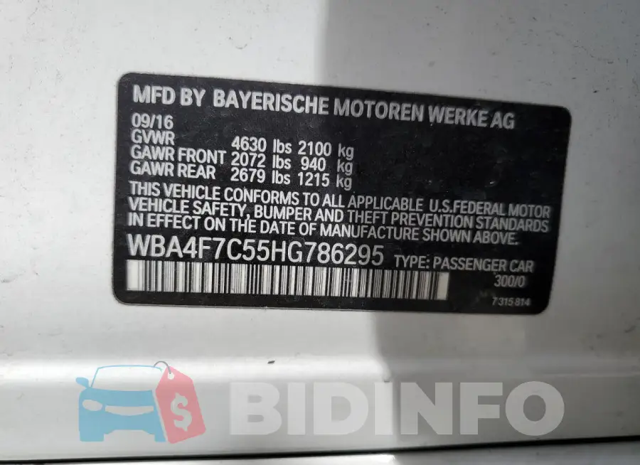 WBA4F7C55HG786295 Photo# 13