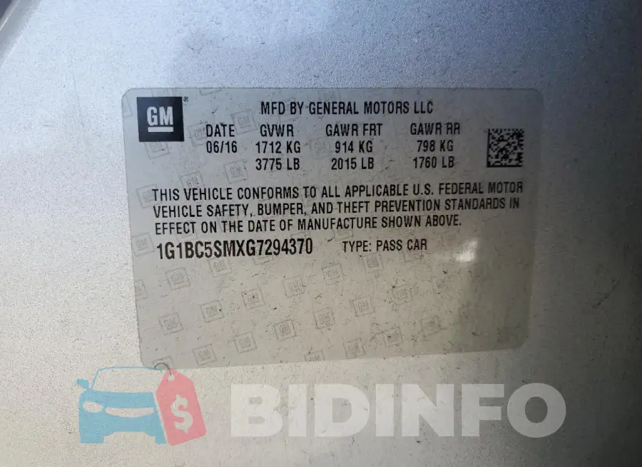 1G1BC5SMXG7294370 Photo# 13