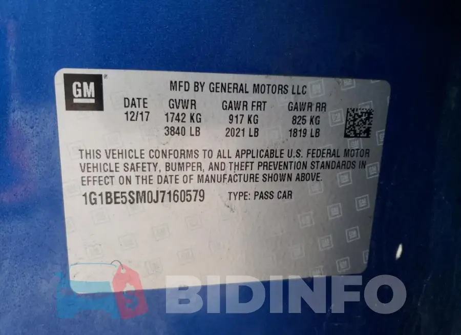 1G1BE5SM0J7160579 Photo# 13