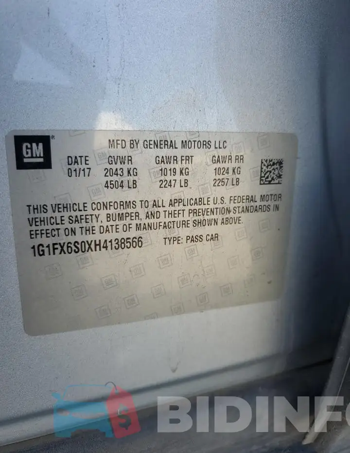 1G1FX6S0XH4138566 Photo# 12