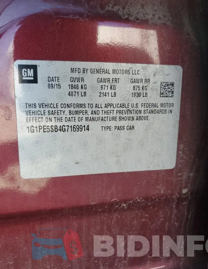 1G1PE5SB4G7169914 Photo# 12