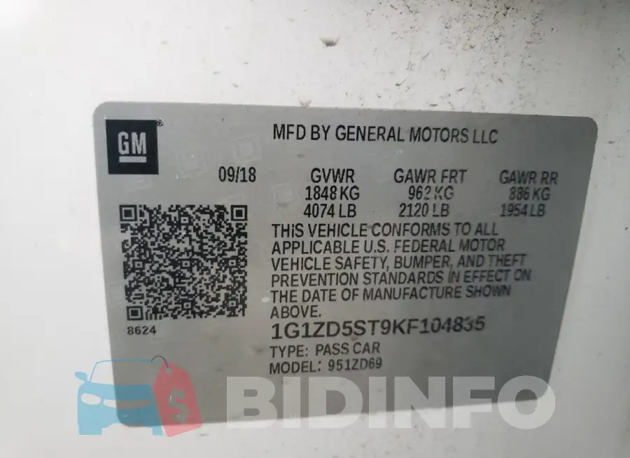 1G1ZD5ST9KF104835 Photo# 12