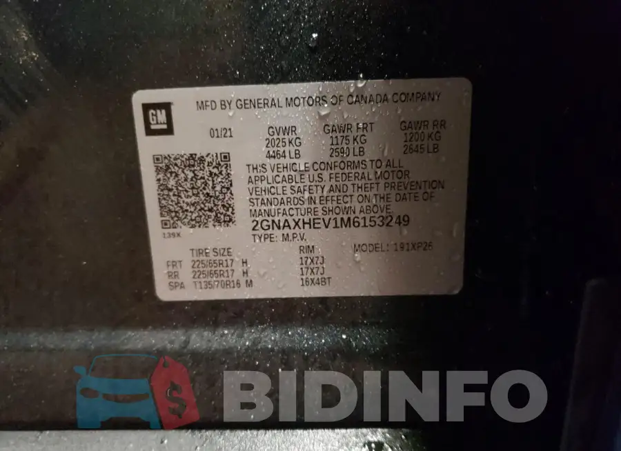 2GNAXHEV1M6153249 Photo# 13