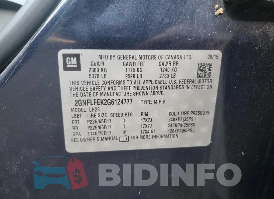 2GNFLFEK2G6124777 Photo# 13