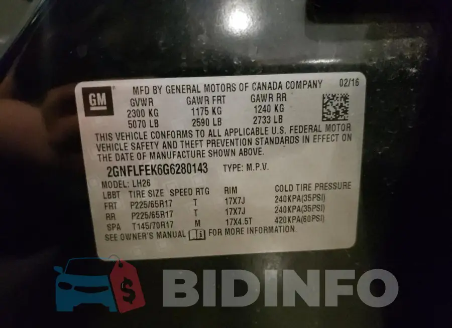 2GNFLFEK6G6280143 Photo# 13