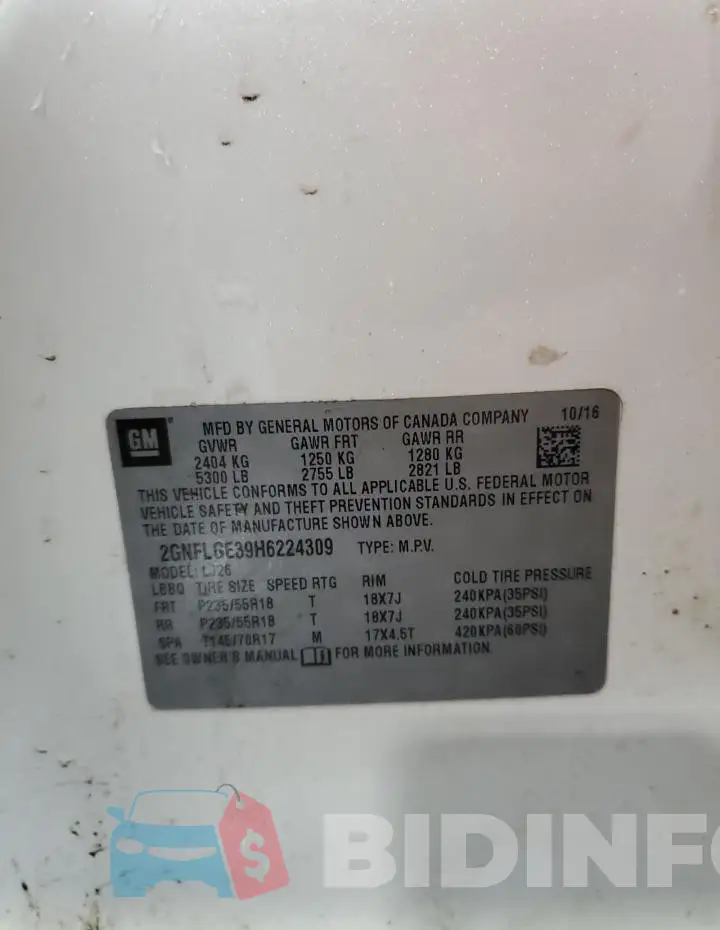 2GNFLGE39H6224309 Photo# 13
