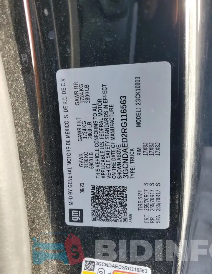 3GCNDAED2RG116563 Photo# 12