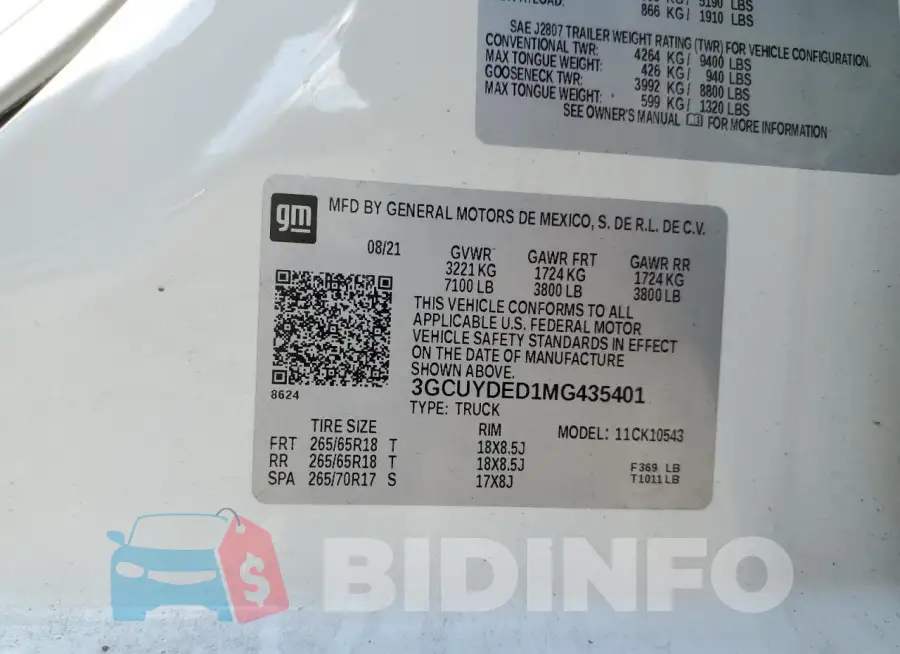 3GCUYDED1MG435401 Photo# 12