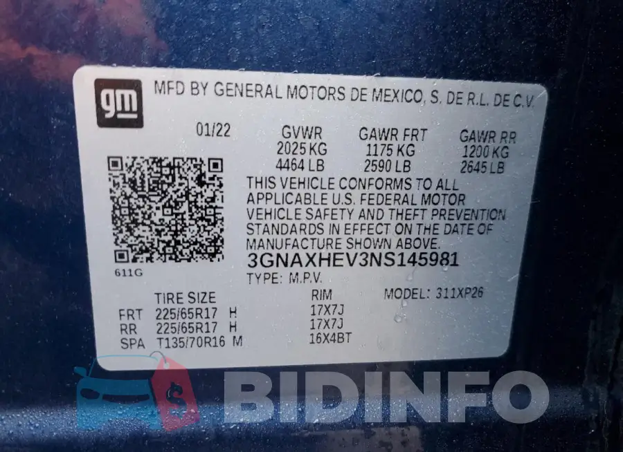 3GNAXHEV3NS145981 Photo# 13