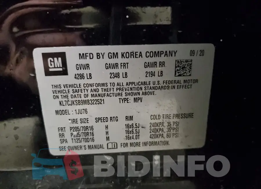 KL7CJKSB9MB322521 Photo# 13