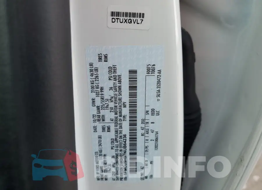 1FMCU9H97NUB64236 Photo# 13