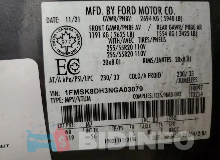 1FMSK8DH3NGA03079 Photo# 13