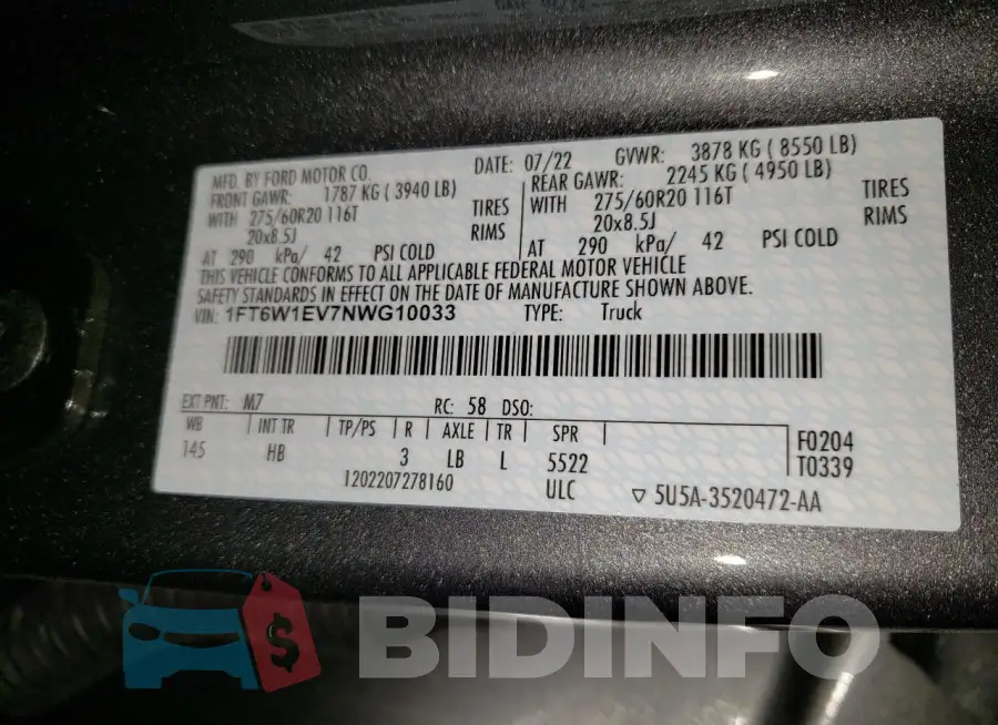 1FT6W1EV7NWG10033 Photo# 13