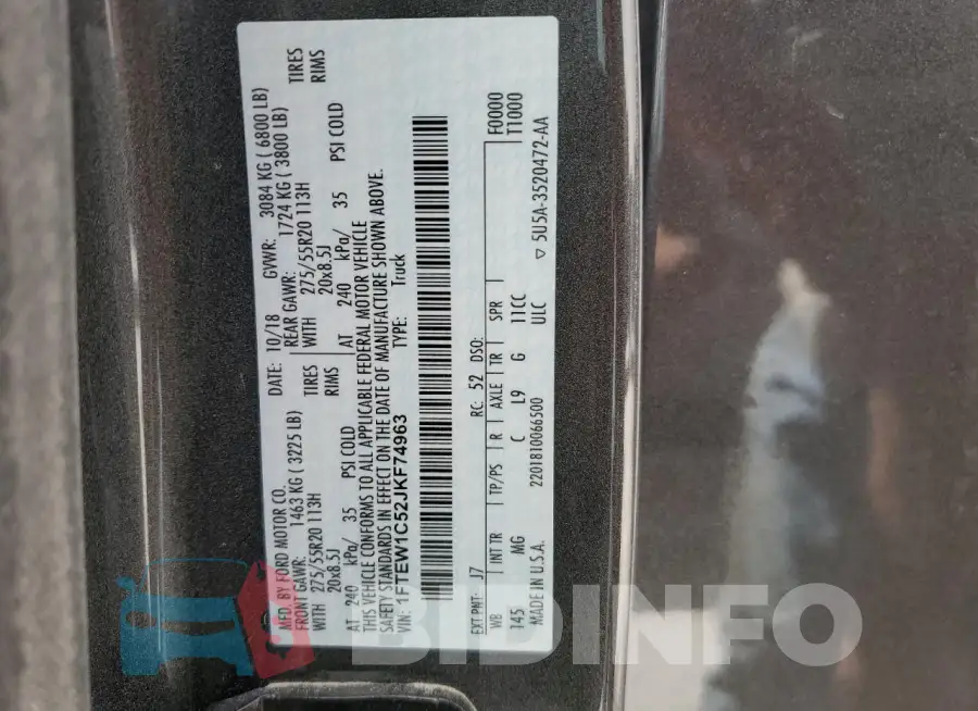 1FTEW1C52JKF74963 Photo# 13