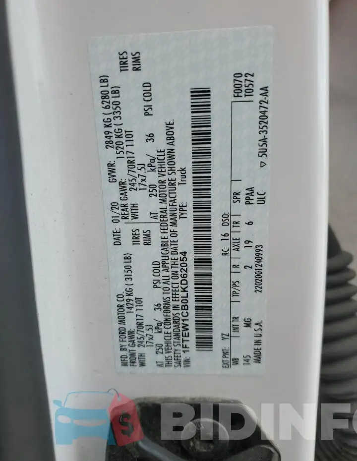 1FTEW1CB0LKD62054 Photo# 12