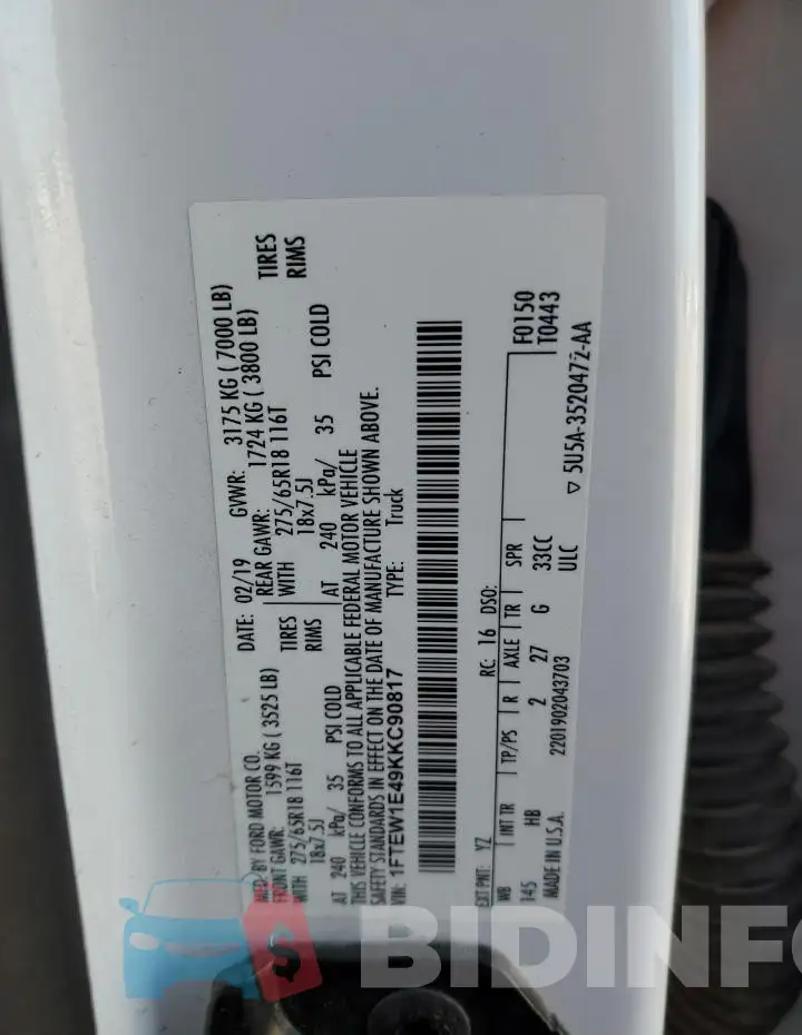 1FTEW1E49KKC90817 Photo# 12