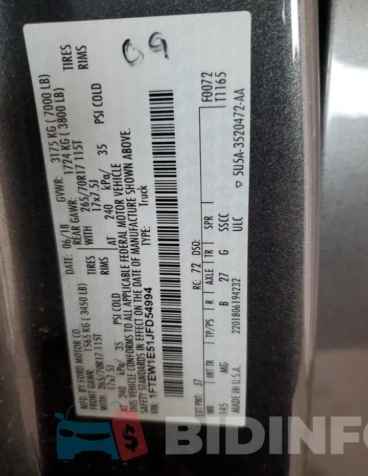 1FTEW1E51JFD54994 Photo# 12