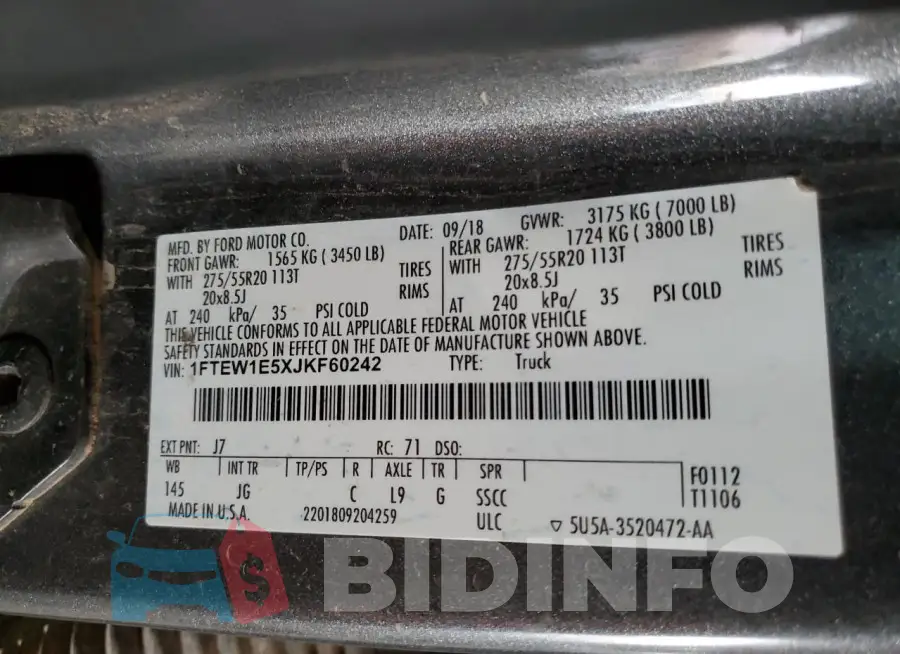 1FTEW1E5XJKF60242 Photo# 12