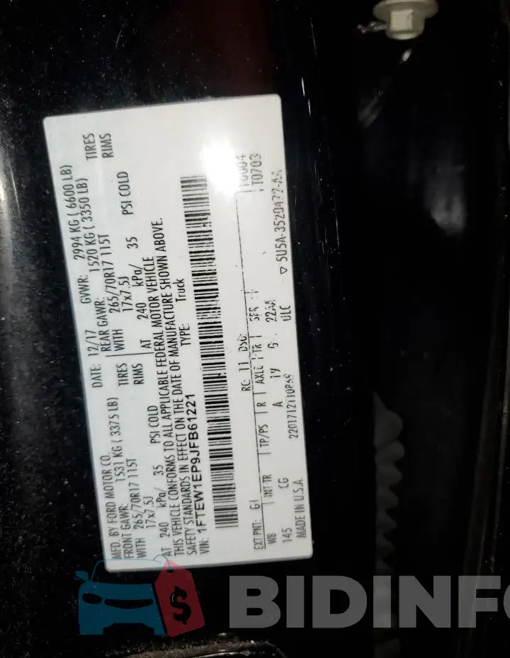1FTEW1EP9JFB61221 Photo# 12