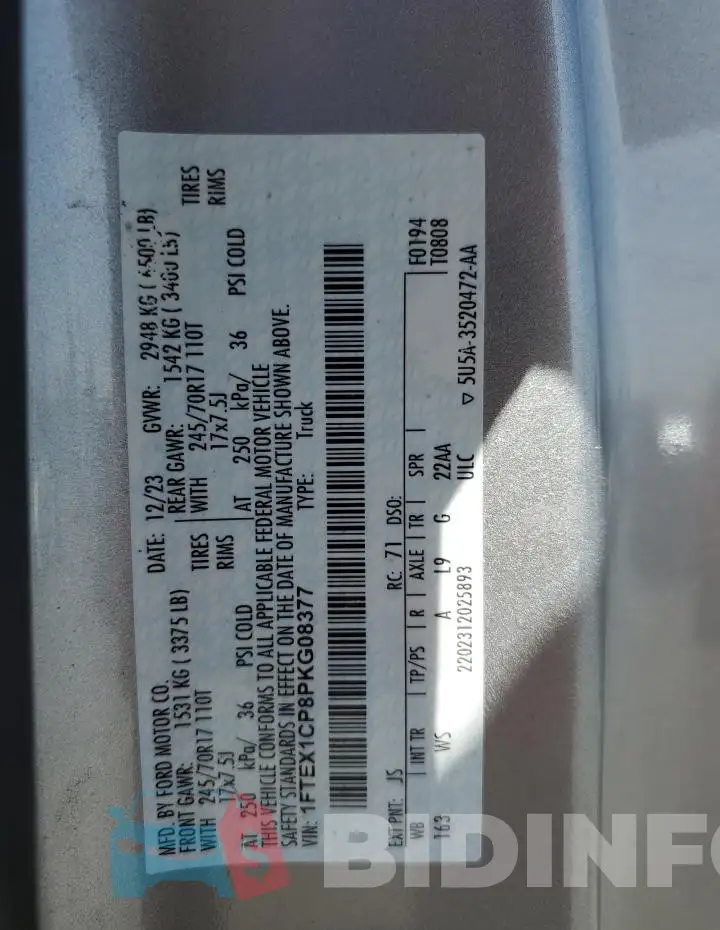 1FTEX1CP8PKG08377 Photo# 12