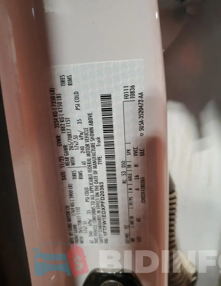 1FTFW1EDXPFD20363 Photo# 12