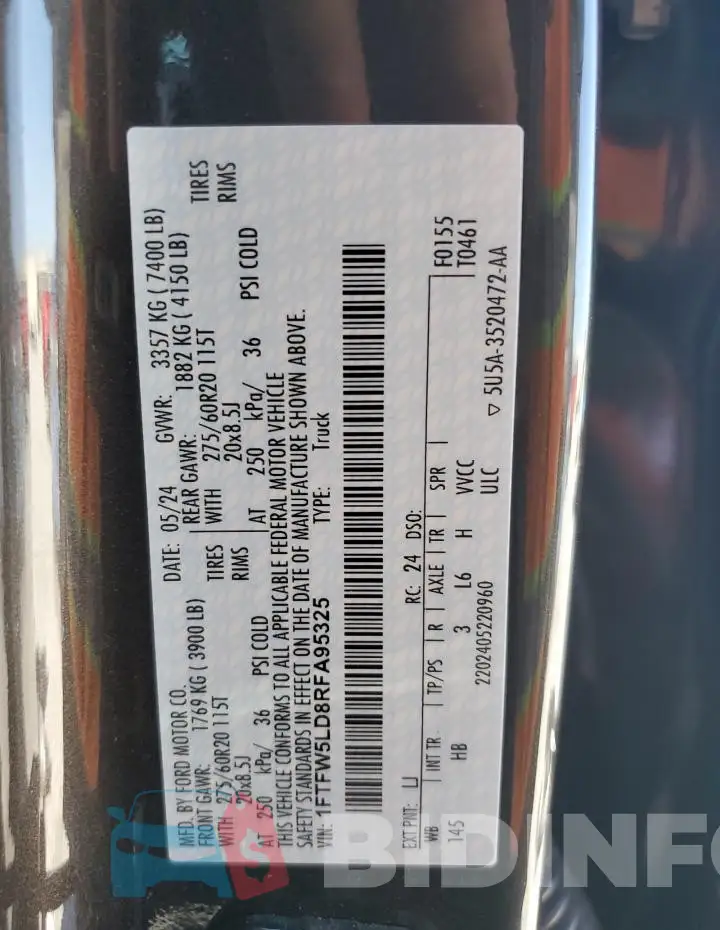 1FTFW5LD8RFA95325 Photo# 12