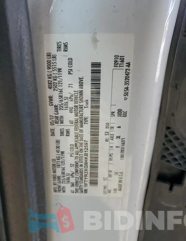 1FTYR3XG9HKB12597 Photo# 13